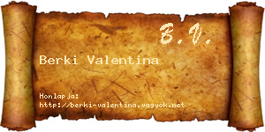 Berki Valentina névjegykártya